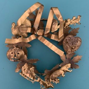 Vintage Dresden Holiday Wreath in brass color